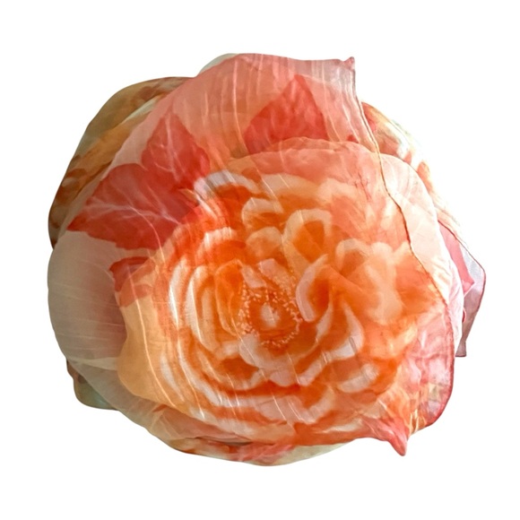 70's Vintage Mystery Scarf in Sheer Shades of Orange Sherbets & Cream ~ Perfect - Picture 10 of 16